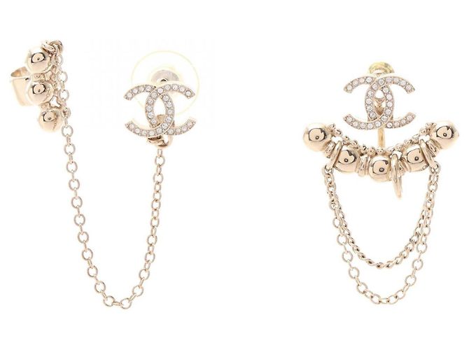 Orecchini Ear Cuff Chanel Coco Mark Swing Chain D'oro