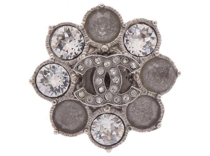 Chanel Coco Mark Ring mit Blumenmotiv Silber