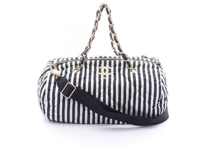 Borsa Bowling Chanel Coco Mark Nero Bianco