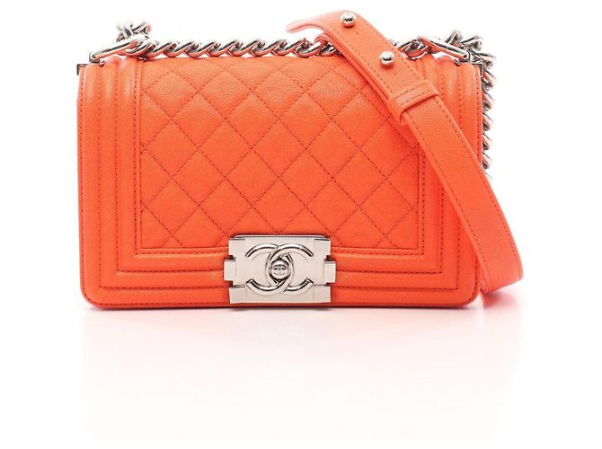 Le Boy Bolsa de Ombro Chanel Boy Small Laranja