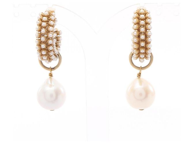 Pendientes de aro Christian Dior D-Renaissance Blanco Dorado
