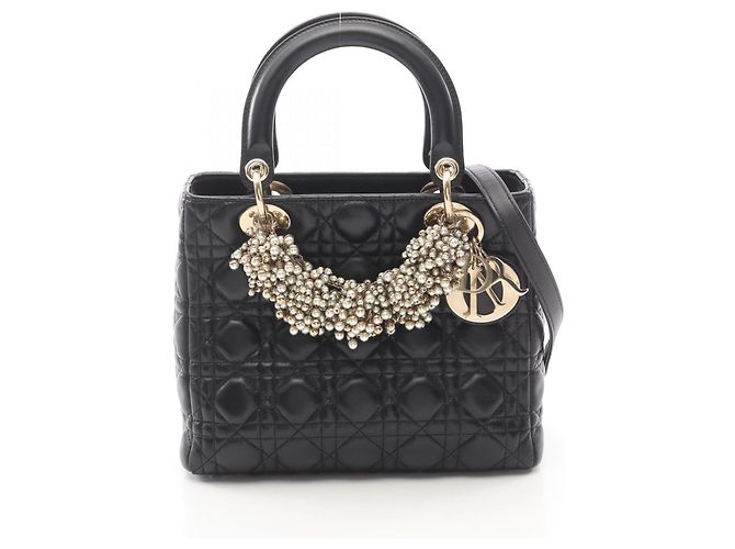 Christian Dior LADY DIOR Borsa a mano Medium Cannage Nero