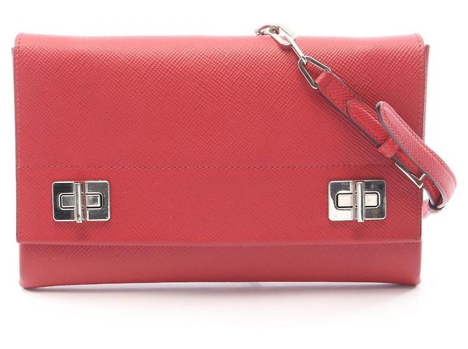 Borsa a tracolla Prada in pelle Saffiano Rosso