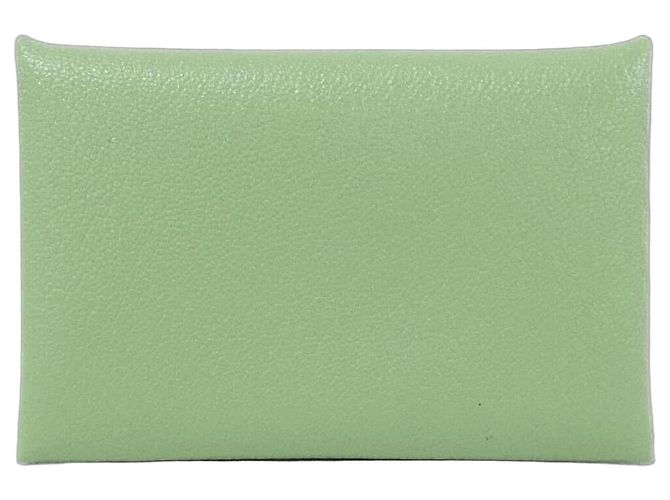 Hermès Hermes Calvi Verso Visitenkartenetui Hellgrün Kamel
