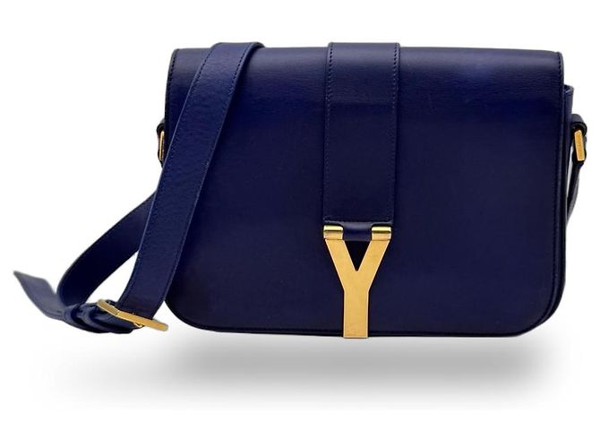 Saint Laurent Chyc Clutch Leather medium Blau