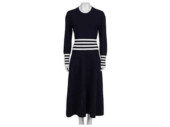 Timeless CHANEL Herbst 2016 Kaschmir-Strick-Maxikleid gestreift Sz.48/4XL gebraucht