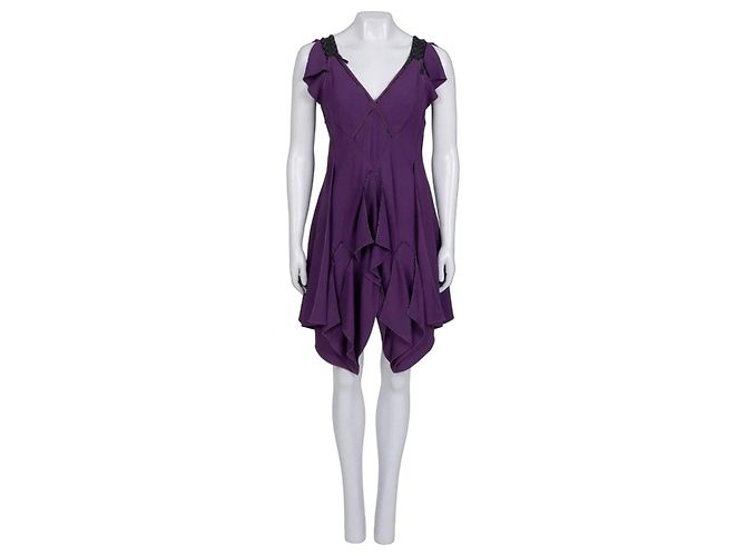 Louis Vuitton Lilafarbenes asymmetrisches drapiertes Kleid - Größe M gebraucht