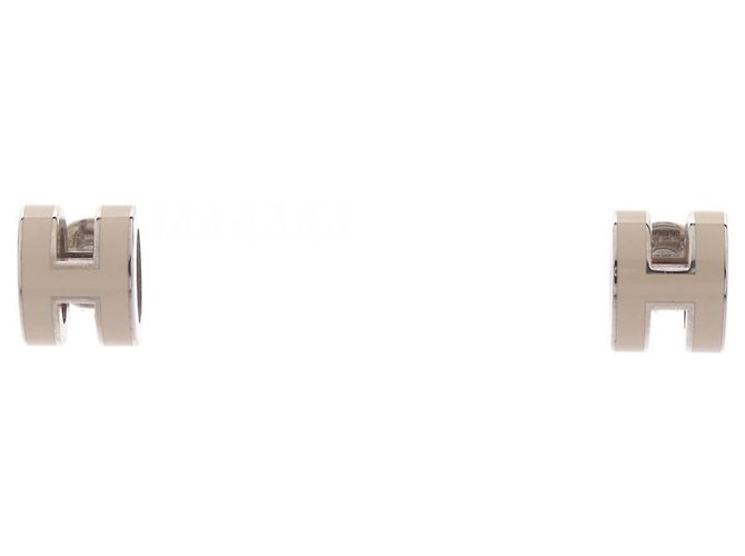 Hermès Orecchini Mini Pop H Stud Earrings Hermes Argento Beige