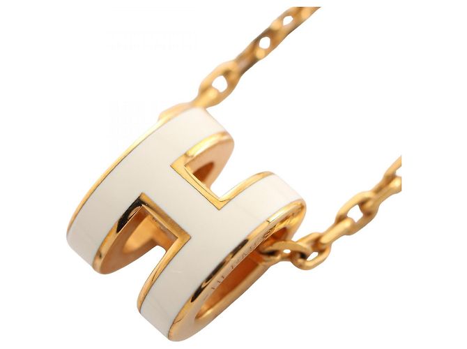Hermès Collar Hermes Mini Pop H Blanco Dorado