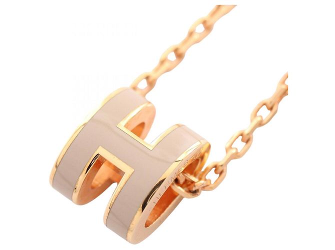 Hermès Collar Hermes Mini Pop H Beige Dorado