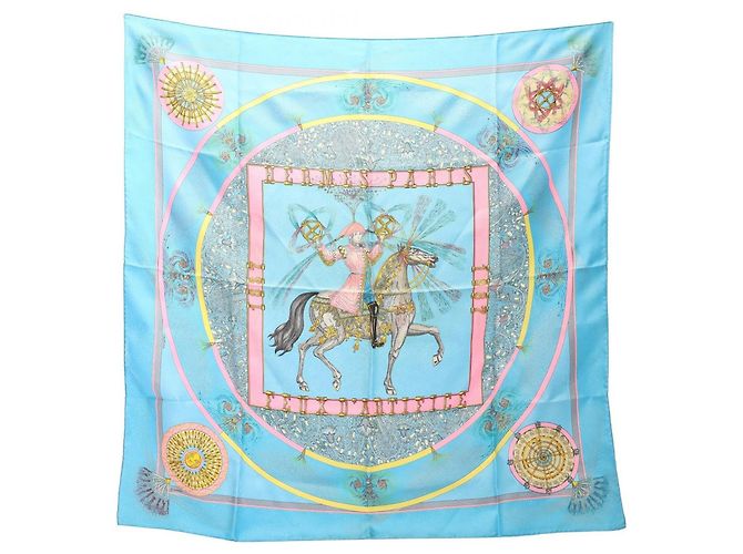 Hermès Lenço Hermes Carre 90 Feux D'Artifice Azul Multicor