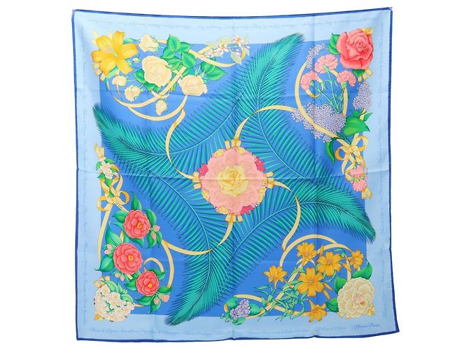 Hermès Hermes Carre 90 Fleurs de L'Opera Schal Blau Mehrfarben