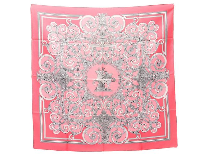 Hermès Lenço Hermes Carre 90 Les Tuileries Marrom Rosa
