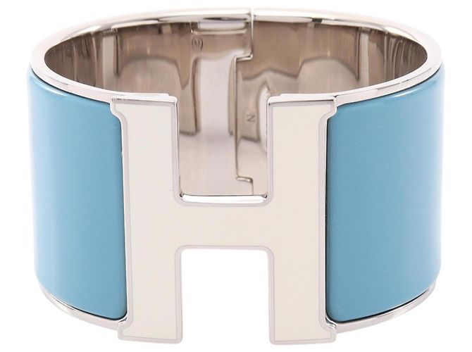 Hermès Bracciale Hermes Clic Clac TGM Argento Bianco Blu