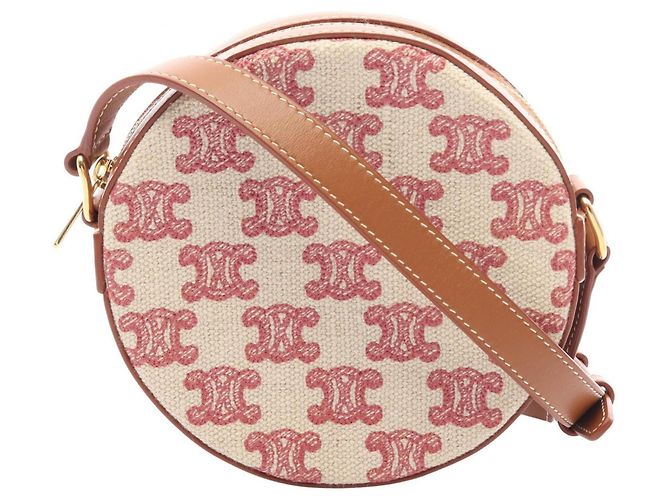 Céline Bolsa de Ombro Redonda Triomphe Celine Fox Red Marrom Vermelho Cru