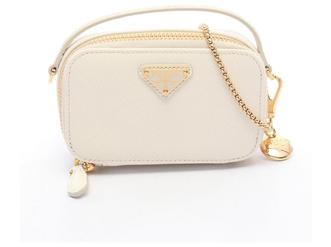 Saffiano Bolsa de ombro mini pouch Prada Triangle Logo Branco