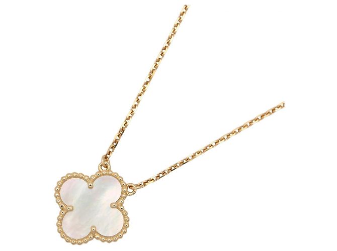 Collier Van Cleef & Arpels Vintage Alhambra Blanc Doré