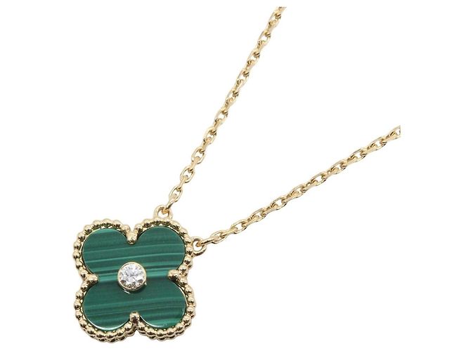 Collana Van Cleef & Arpels Vintage Alhambra Malachite Golden Grün