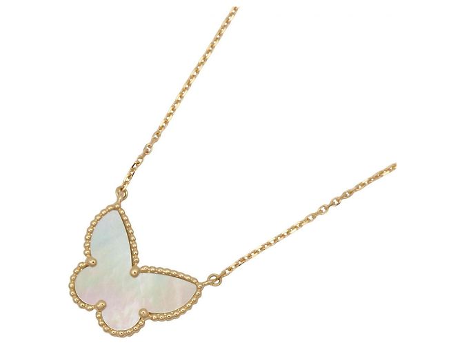 Collier Van Cleef & Arpels Lucky Alhambra Papillon Blanc Doré