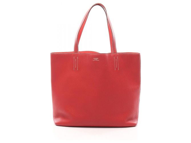 Hermès Sac Cabas Réversible Hermes Double Sens 45 Rose Rouge