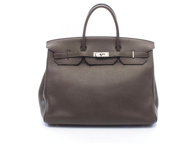 Hermès Bolsa Hermes Birkin 40 em couro Togo cinza Marrom