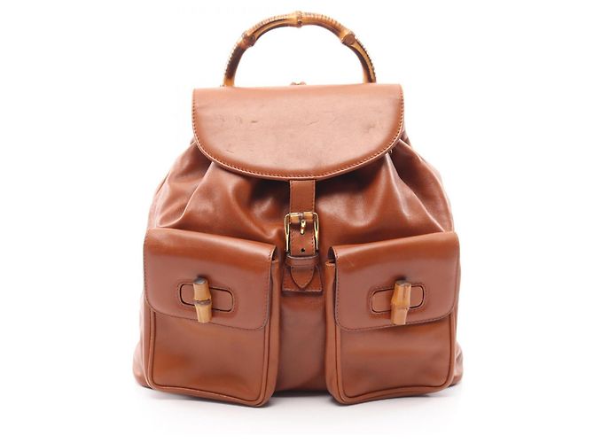 Gucci Bamboo Leder-Rucksack Braun