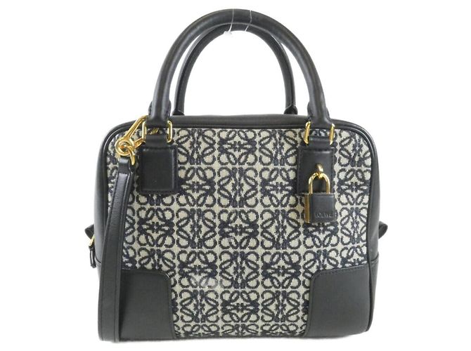 Sac à main Loewe Amazona 19cm Noir Bleu Marine