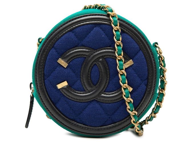 Borsa a tracolla e spalla con catena Chanel Coco Mark Matelassé CC Filigree Nero Arancione