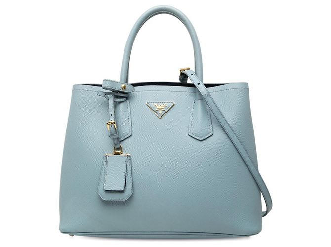 Bolsa Prada em couro Saffiano azul claro