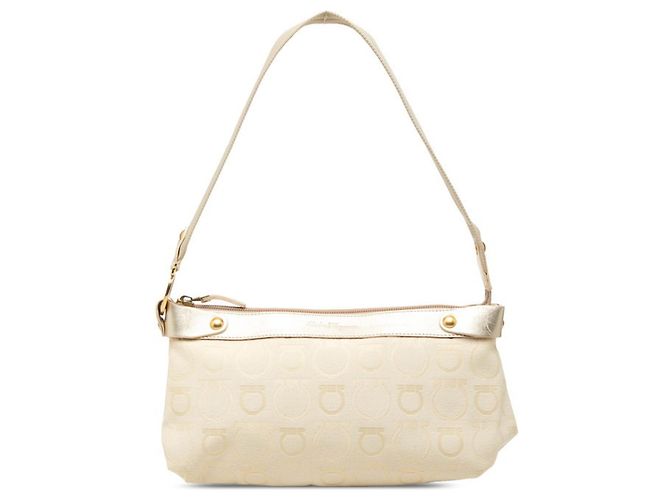 Borsa Salvatore Ferragamo Gancini One-Shoulder D'oro Crudo