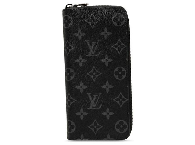 Louis Vuitton Monogram Eclipse Zippy Wallet Brown Black