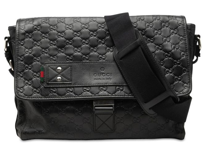 Borsa a tracolla Gucci Guccissima in pelle nera Nero