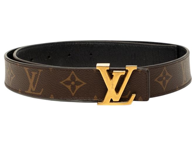 Cinto Reversível Louis Vuitton Monogram Initiales castanho Marrom