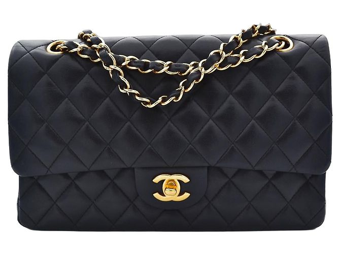Timeless Borsa Chanel Classic Double Flap Nero Pelle d'Agnello