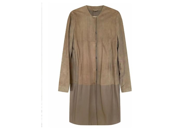 Autre Marque S Max Mara Casaco em camurça e couro bege