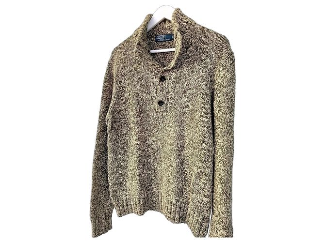 Polo Ralph Lauren Strickpullover aus Mischgewebe mit Schalkragen Weiß Olivgrün