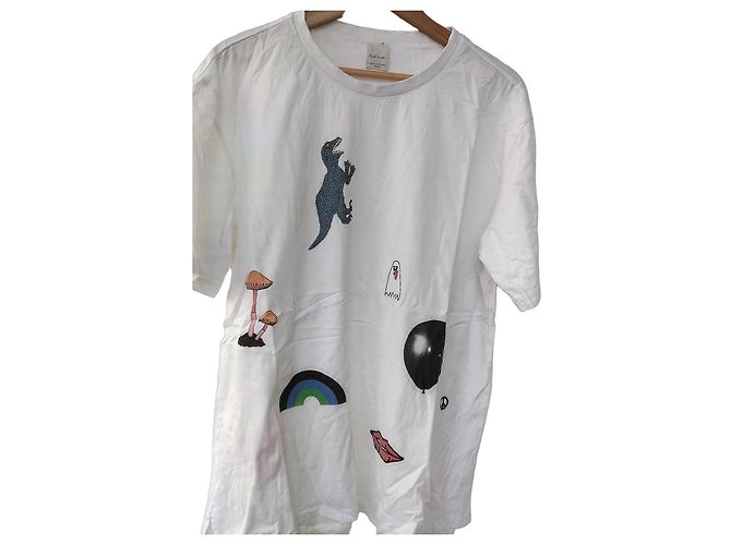 Paul Smith Printed Cotton T-Shirt - White Black Multiple colors