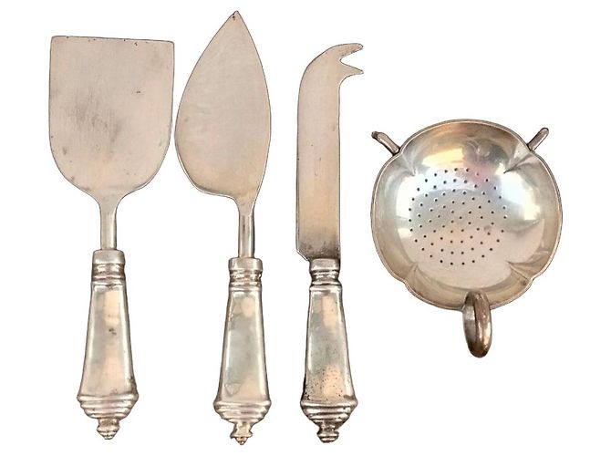 Autre Marque Set di posate per formaggio e colino in argento