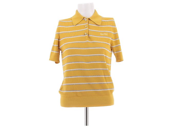 Miu Miu Polo de punto de algodón Amarillo