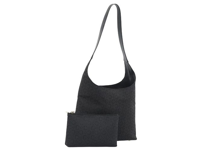 Céline CELINE C Macadam Canvas Shoulder Bag Black Gold