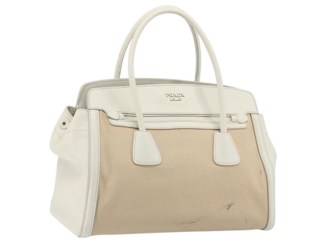 PRADA Handtasche Canvas Beige Gold
