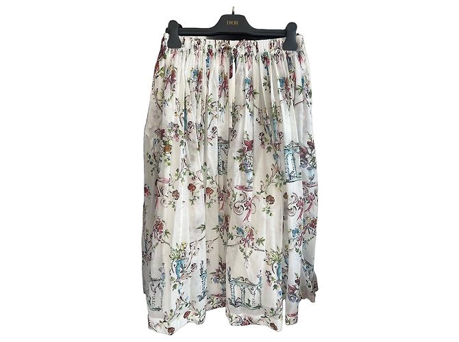 Falda larga Dior estampado floral Blanco Multicolor