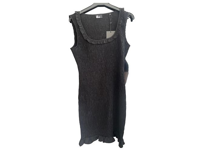 The Kooples Schwarzes Smock-Minikleid mit Rüschen