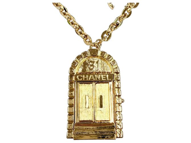 Cambon Chanel Gold Medaillon Anhänger Halskette Golden