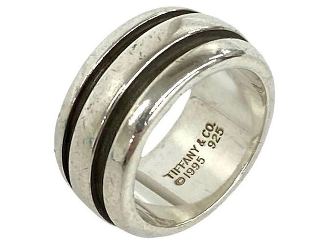 Tiffany & Co Tiffany Vintage Grooved Double Line Ring Silber