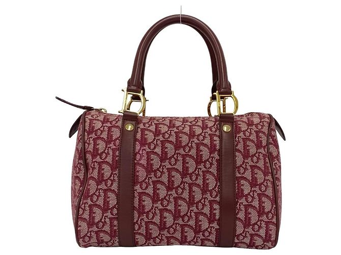 Borsa in tela e pelle Christian Dior Rosso Bordò