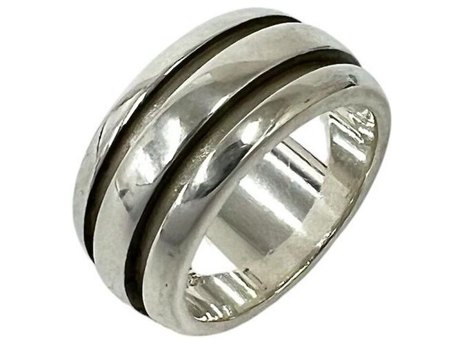 Tiffany & Co Tiffany Vintage Grooved Double Line Ring Silber
