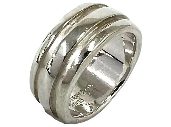 Tiffany & Co Tiffany Vintage Grooved Double Line Band Ring Silber
