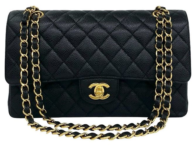 Timeless Chanel Matelassé Double Flap Shoulder Bag Black