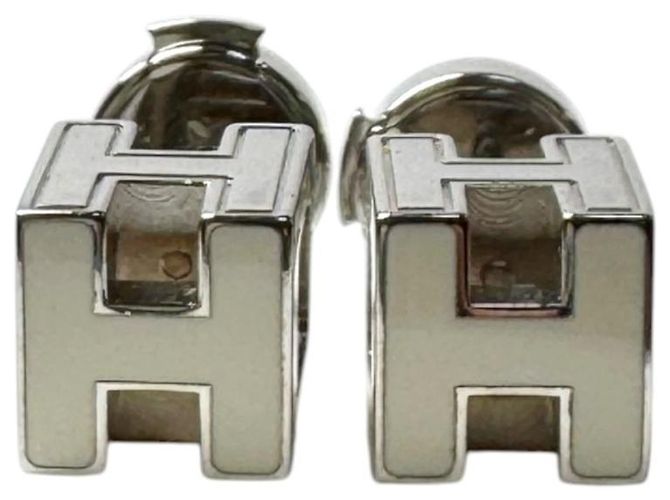 Hermès Orecchini Hermes Cage d'H H-Cube Argento Crudo